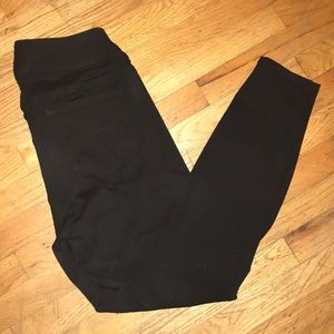 Black denim straight leg skinny jeans